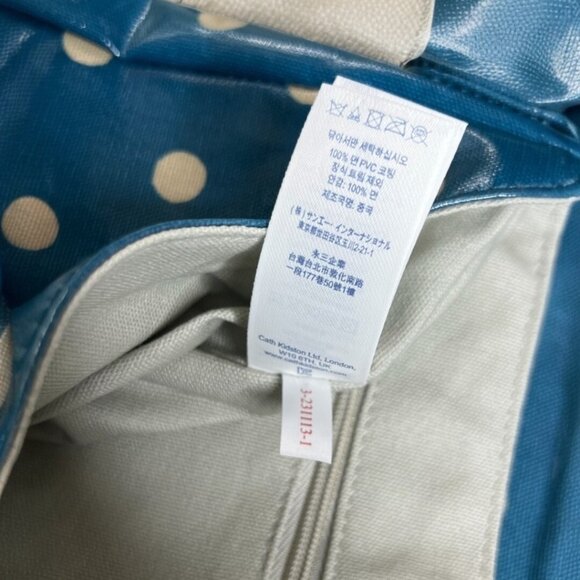 Cath Kidston Oilcloth Crossbody Messenger Bag Blue Polka Dot Adjustable - Picture 8 of 10